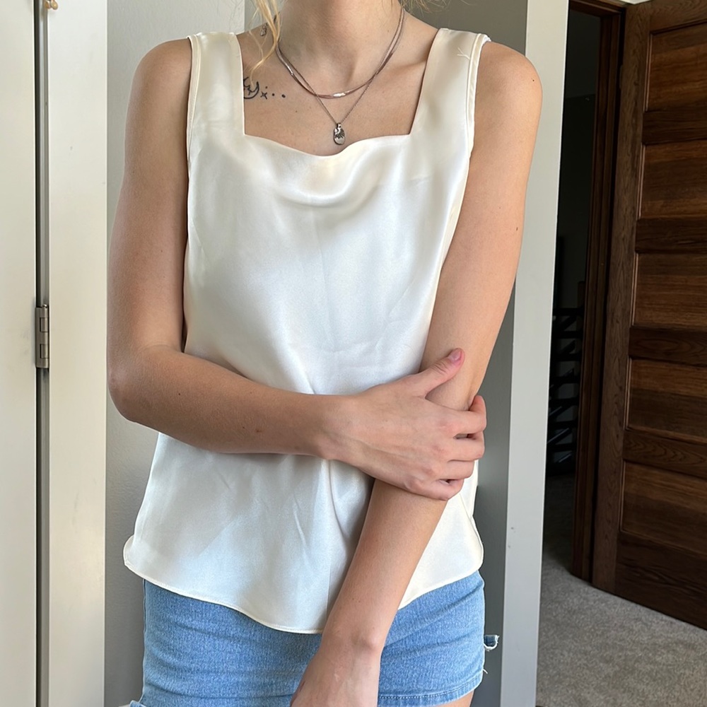 Silk Off White Fancy Tank